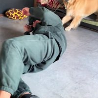 パーカーの紐を噛んで…