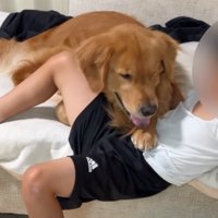 ずり落ちていく男の子