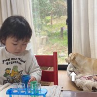 ビーカーをじっと見つめて…