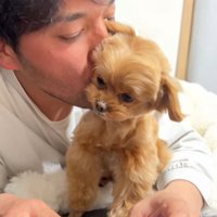 小型犬にキスする投稿主