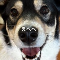 おやつをもらってニッコリ