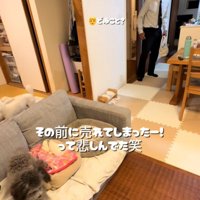 一歩後ずさりする男の子
