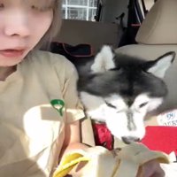 バナナを見る女性2