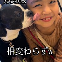 女の子の頬を舐める犬