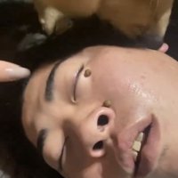 一粒ずつ丁寧に食べる子犬