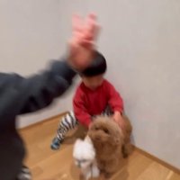 背中をヨシヨシ