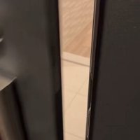 玄関を開けた飼い主さん