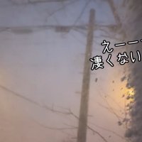 明け方、窓の外は吹雪