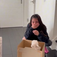 口元を抑える女の子