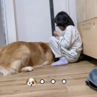 寄り添う犬と女の子