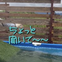 プールを後にするうみくん
