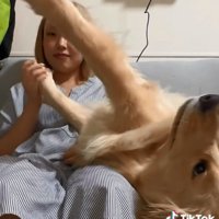 伸びをする麹くん