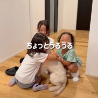 子犬を抱きしめる女の子たち