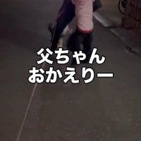 道ばたで男性に飛びつく2頭の犬