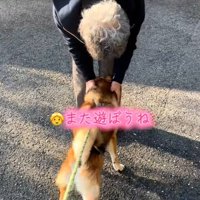 声をかけるおばあちゃん