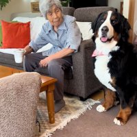 飼い主さんを見るリンちゃん