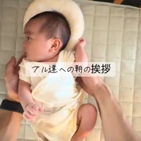 飼い主に抱き上げられる赤ちゃん