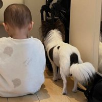 2人でパパのお出迎え