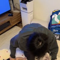 お疲れのパパ、帰宅
