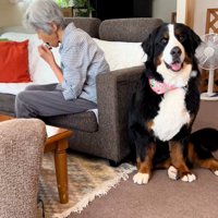 横を向いて食べるおばあちゃん