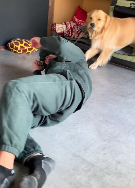 パーカーの紐を噛んで…