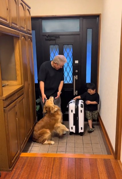 おかえりを言う男の子