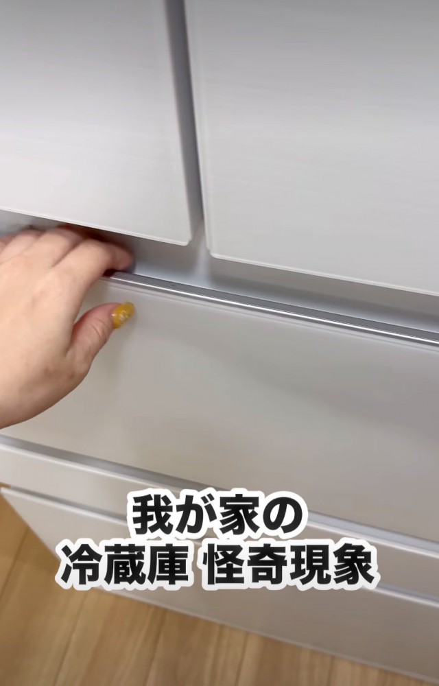 冷蔵庫に手をかける