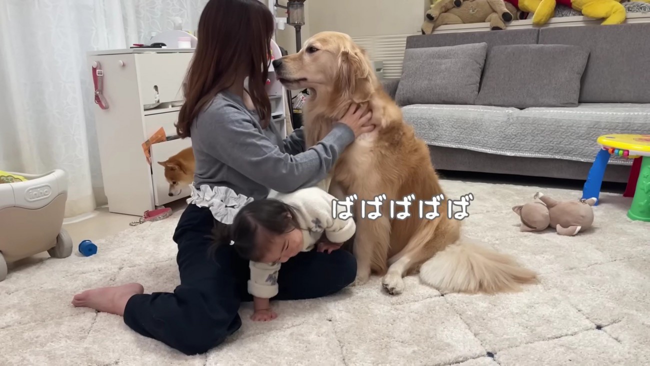 2人の間に体をねじ込ませ…