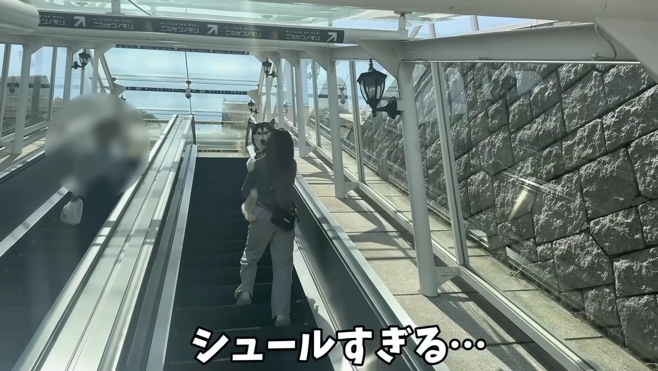 エスカレーターで上へ移動