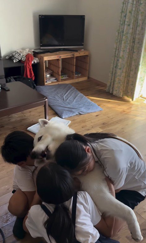 帰宅後のお子さんたちとまる君7