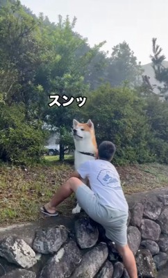 体勢を変えて抱っこする飼い主さん