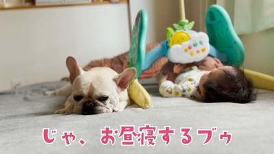 赤ちゃんの隣でお昼寝開始♪