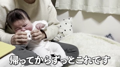 帰宅後も泣き続けていた