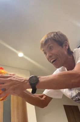 満面の笑みのお父さん