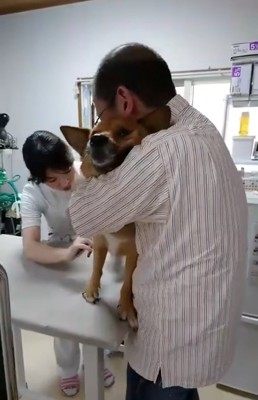 爪を切るスタッフさん