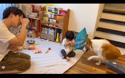 ラスカルくんの真似をする息子さん