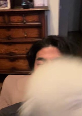 わんこの奥に男性の姿が…