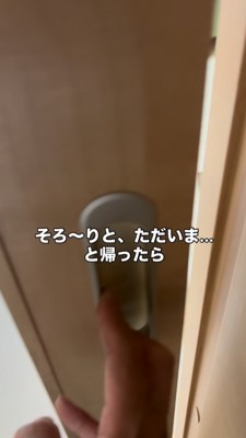閉まったドア「そろ～りと、ただいま…」と帰ったら