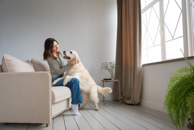 女性と犬