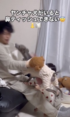 しっかり咥えてます