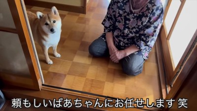 玄関でお見送り