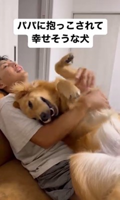 パパの抱っこにご満悦のオリーブちゃん2