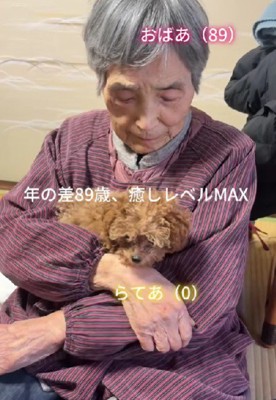 おばあちゃんと子犬