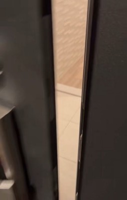 玄関を開けた飼い主さん