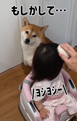 女の子の髪を梳かす