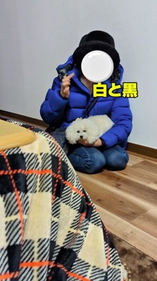 女性の膝の上に座る犬