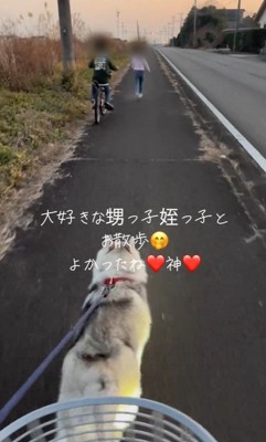 甥っ子と姪っ子とお散歩する神ちゃん2