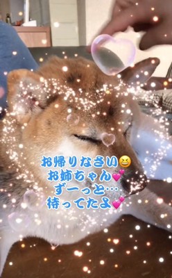 目をつぶる朔くん