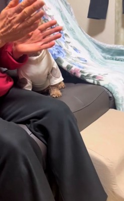 手拍子するおばあちゃん