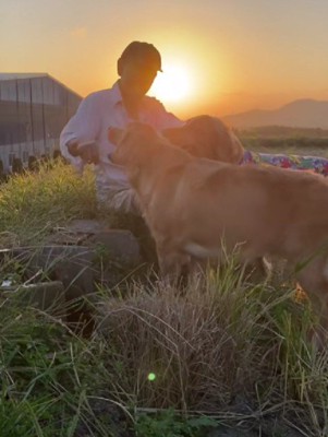 田んぼで一緒に遊ぶことも♪